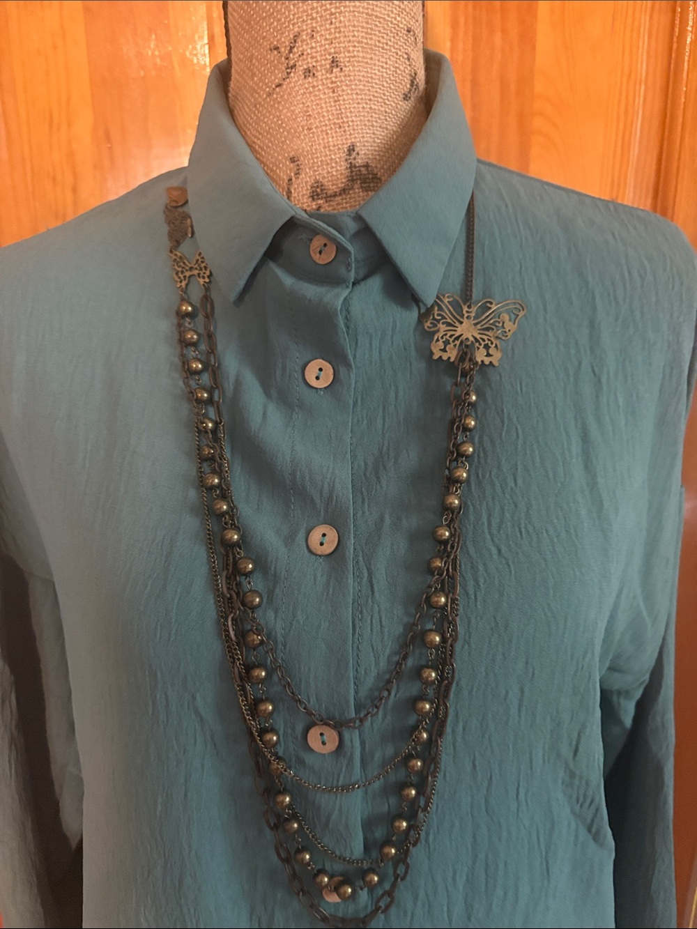 Layered Chain Necklace and gold tone with multiple strands